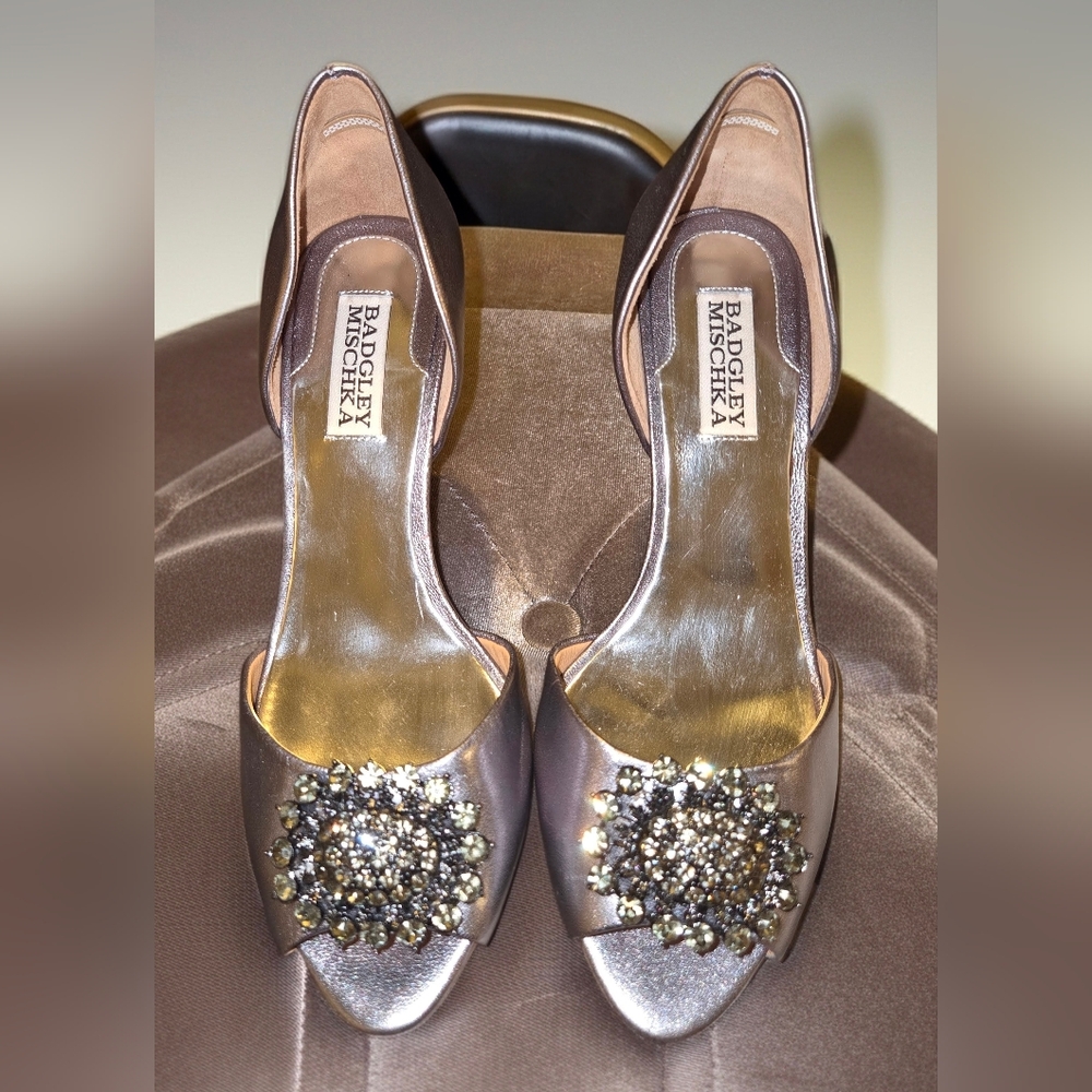Badgley Mischka Silver Embellished Heels